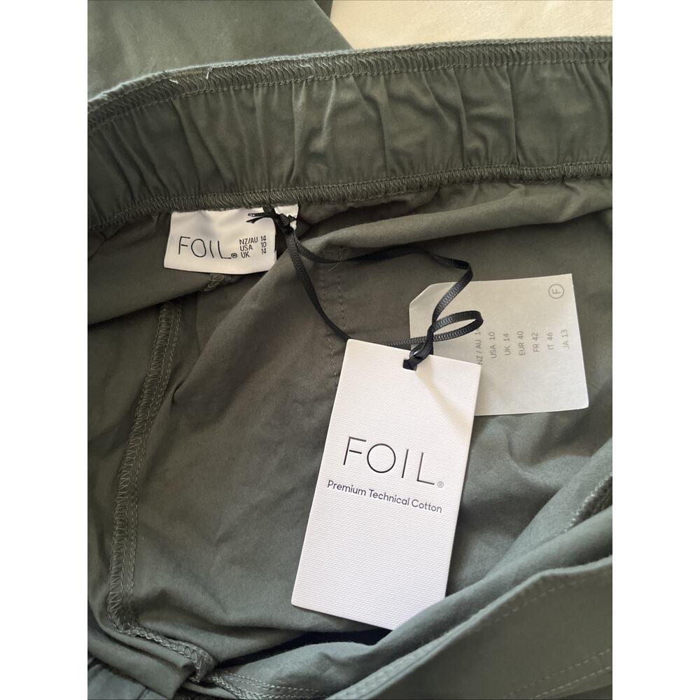 Foil Barrel Ankle Pants Viridian Olive Green Technical Cotton NWT US 10 AU NZ - Picture 4 of 16